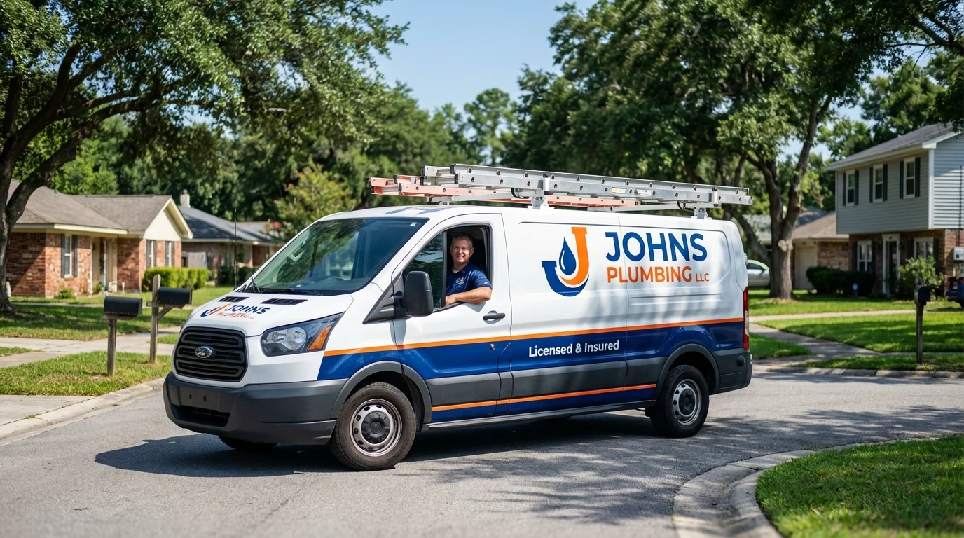 Johns Plumbing LLC service van in Gordo, AL