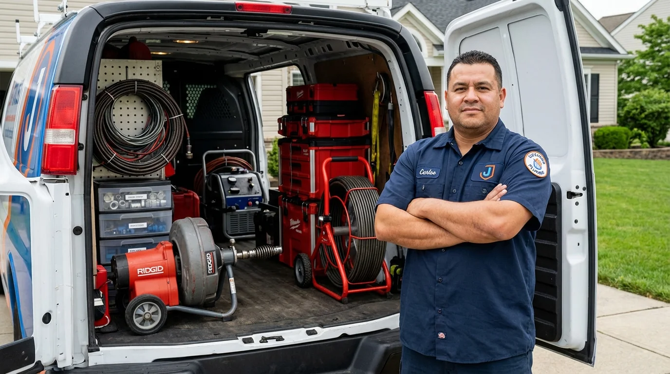 Professional drain cleaning equipment and Johns Plumbing LLC plumber in Gordo