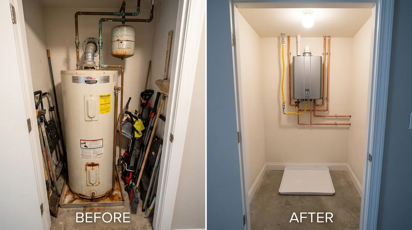Tank water heater versus wall-mounted tankless unit comparison for Gordo, AL homeowners